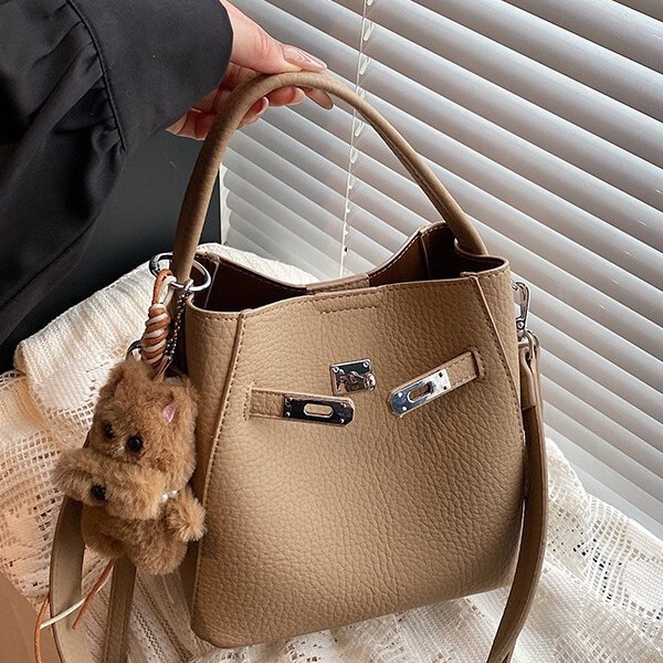 High-End Kelly Bucket Bag for Women 2026 New Fashion Basket Handbag Korean Style Versatile Shoulder Crossbody Bag