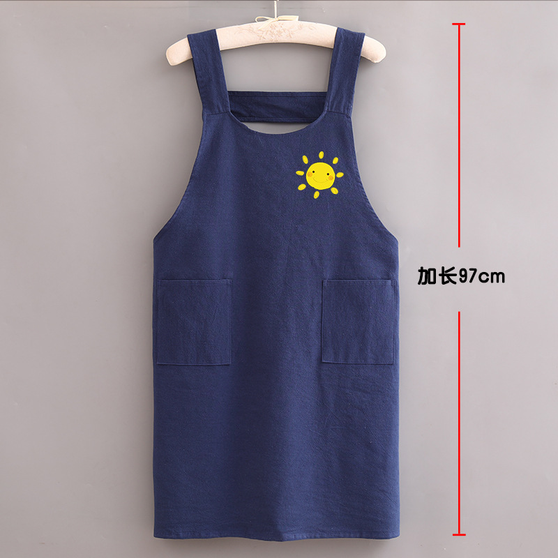 Delantal de algodón puro 2023 nueva cocina doméstica antiincrustante transpirable de manga larga ropa de trabajo de mujer cintura para adultos
