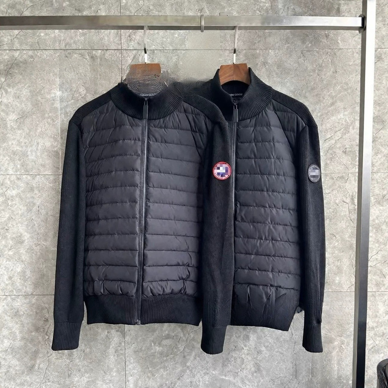 Cross-border high-end goose down jacket with a stand-up collar, knitted patchwork design, and a stylish, lightweight, and breathable construction for men Cross-border high-end goose down jacket with a stand-up collar, knitted patchwork design, and a stylish, lightweight, and breathable construction for men