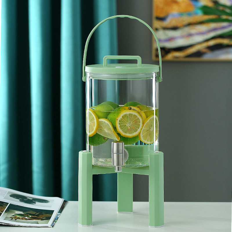 Cesta del refrigerador botella de agua fría con grifo vidrio gran capacidad botella de agua fría hogar bebida enzima cubo sellado burbuja cubo de vino