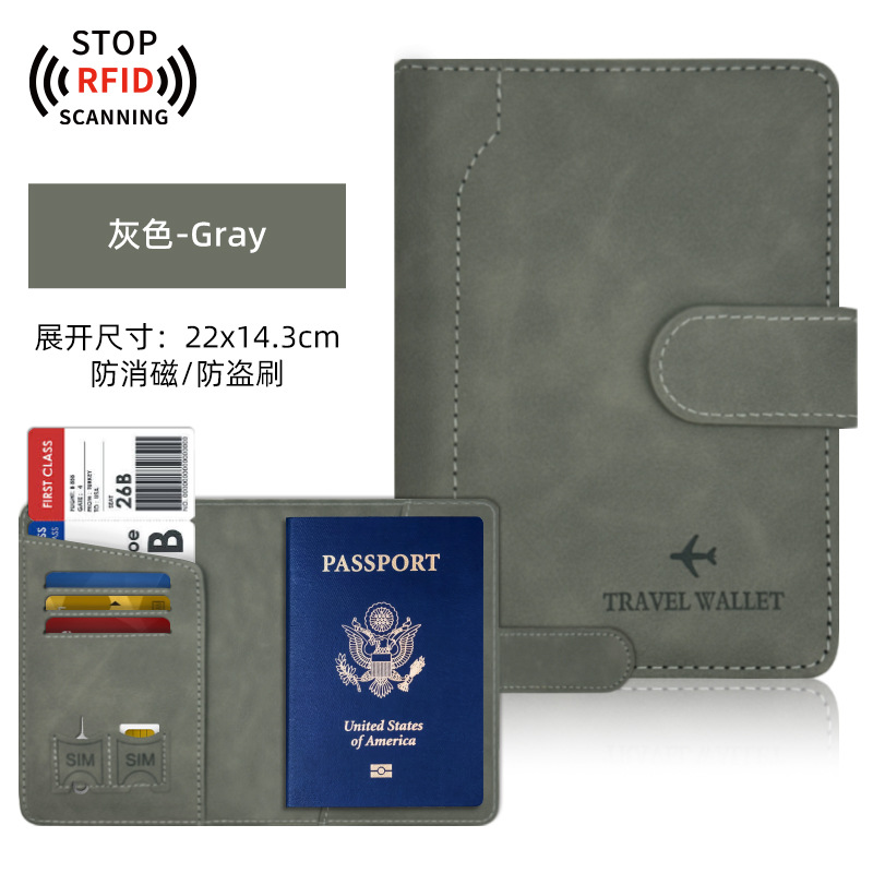 Transfronterizo spot Amazon pu pasaporte de cuero esta cubierta de protección empalmado paquete de pasaporte de hebilla magnética puede fijar el logotipo del clip de pasaporte