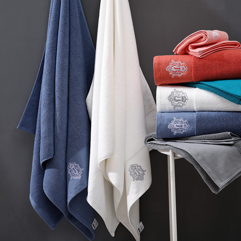 Cotton bath towel embroidered hotel bath towel 80*160cm platinum satin bath towel absorbent soft customizable logo