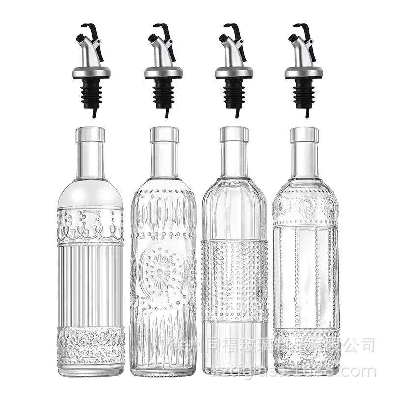 复古油瓶透明玻璃自动开合油嘴油瓶料酒瓶家用厨房酱油醋瓶大号