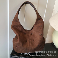 洋气时尚精致百搭大容量麂皮绒韩版新款2025秋季女式单肩包托特包