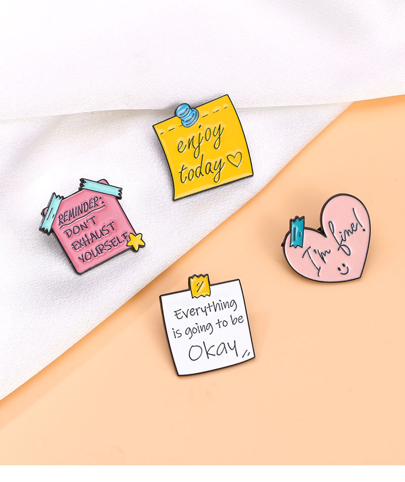 6g Weight Cute Pin Letter Heart Shape Alloy Enamel Unisex Brooches