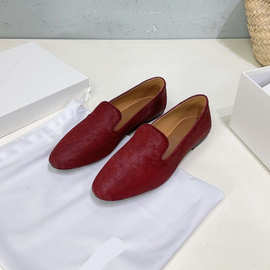 2025春季新款时尚舒适低跟平底方头单鞋女一脚蹬小皮鞋乐福鞋女