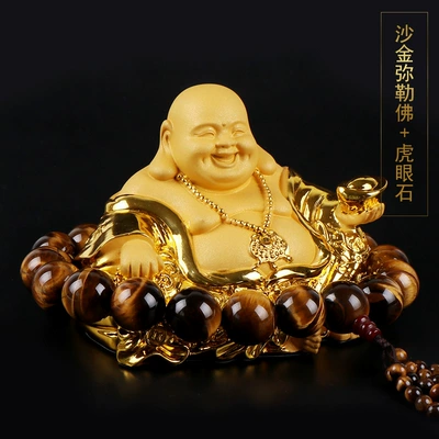 security safety sign car creative — Car ornaments - sand-gold-maitreya-buddha-ornament-large-tiger-eye-stone-price-limit-188-yuan
