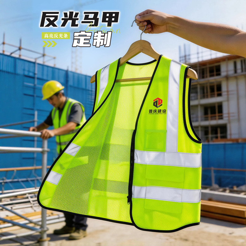 Custom Reflective Work Vests with Logo Printing, Summer Mesh Vests for Driving Instructors and Construction Sites
