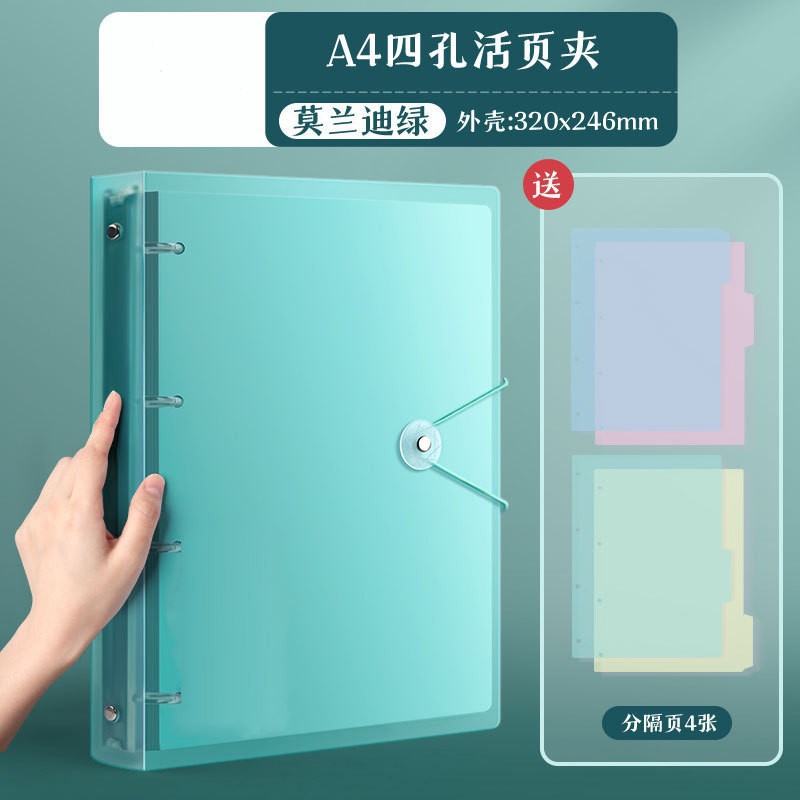 Verde transparente: 4 páginas divisorias gratis (una carpeta de actualización)