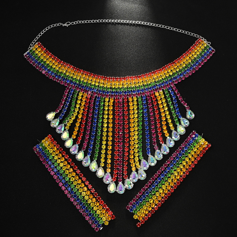 Bohemia Bozz Jewelry Set Exaggerated Clavicle Diamond Personalidad Aretes Accesorios Jewelry Set