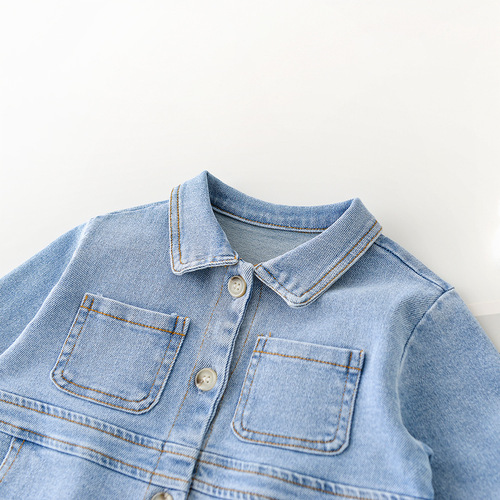 Huzhou Zhili Manufacturer Spring and Autumn Newborn Korean Version Ins Jumpsuit Baby Cartoon Denim Jumpsuit Romper