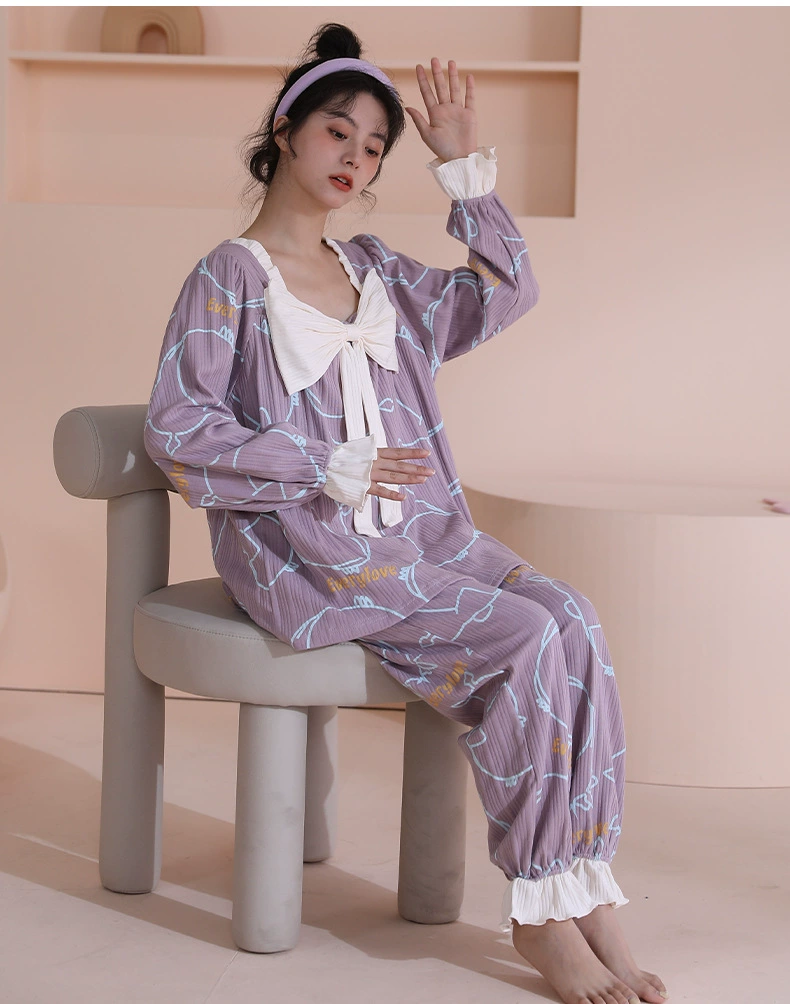 pyjama sets SLPBELY Autumn Women Pajamas Sets Sweet Bow V Neck Long Sleeve Pyjamas Sleepwear Homewear Princess Style Nightwear Mujer Pijama sexy pajama sets for women