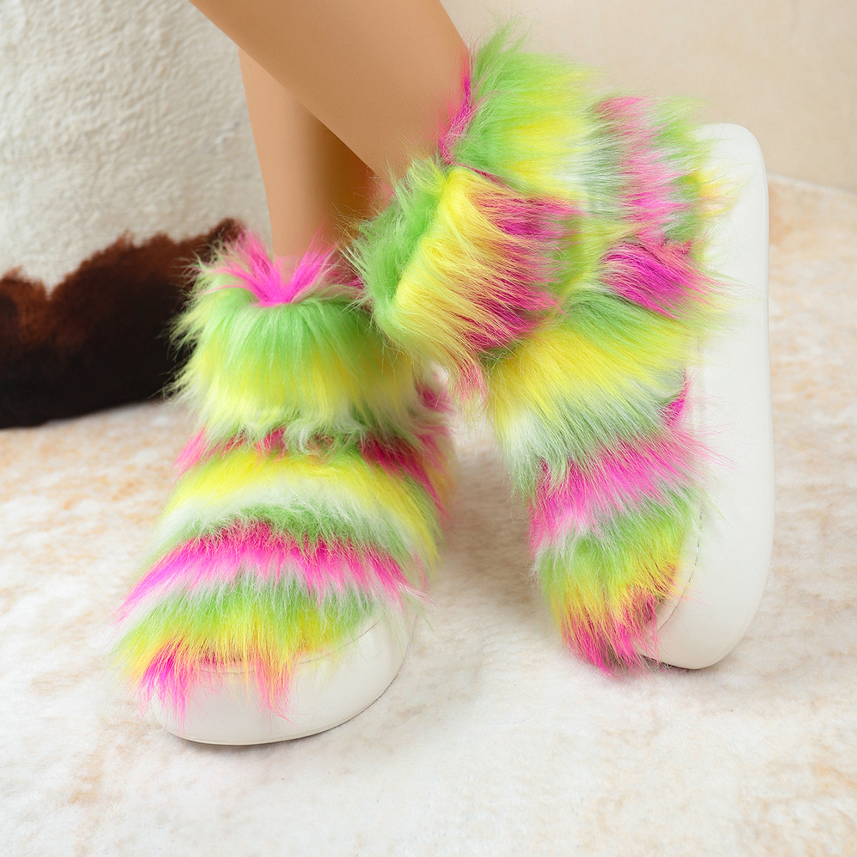 국경 간 대외 무역 아마존 새로운 모피 부츠 여성 겨울 따뜻한 플러스 벨벳 귀여운 대형 스노우 부츠 도매