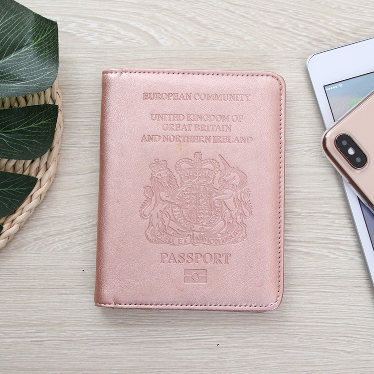 Clip de pasaporte de PU de punto caliente transfronterizo RFID paquete de tarjeta de oro rosa cubierta de visa de turista almacenamiento multicapa de alta calidad y bajo precio