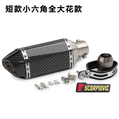 Motorcycle Modified Small Hexagon Exhaust Pipe Imitation Titanium Hexagon Exhaust Pipe Huanglong 600 Horizon Universal Exhaust Pipe (Exhaust pipe) - small-hexagon-short-full-flower-decal