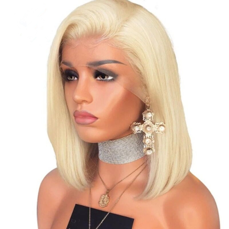 Europa y los EE.UU. frente a la pelucca de encaje parcial BoBo cabeza de cabello corto y recto de fibra química de moda BoBo cubierta de cabeza