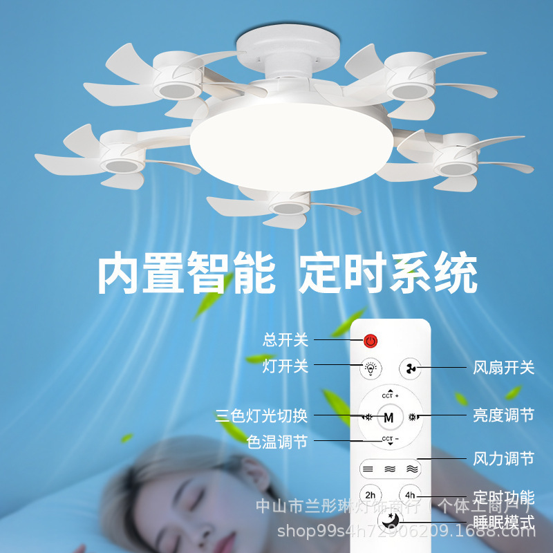 家用创意风扇灯跨境专供无人机款节能静音强风卧室变频遥控吊扇灯|undefined