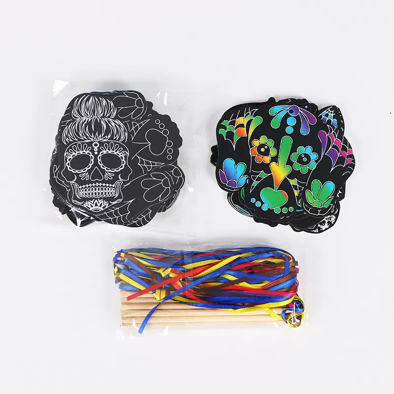 线条骷髅刮画万圣节跨境出口刮画厂家直销刮画现货定制线条刮画本