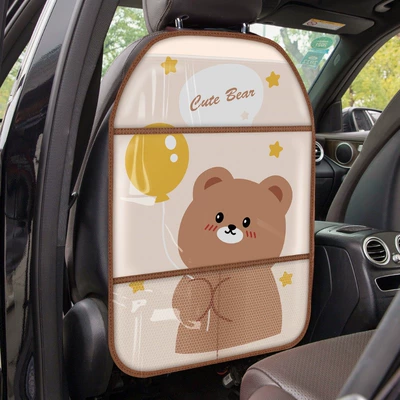 Anti-Fouling Wear-Resistant Cute Car Seat – Chair back anti-kick pad - balloon-bear-long-style