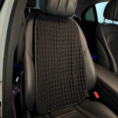 Lumbar Pouffe Car Seat | Headrest - black-puff-checkered-seat-cushion-and-backrest