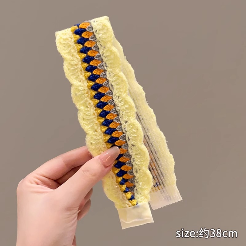 Retro francés velcro de punto para niños 2025 nuevo acabado de cabello de artefacto de la banda de cabello de niña dulce correa de cabello