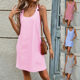 2025 European and American New Cross-border Amazon Striped Summer Crewneck Button Strap Pocket Casual dress
