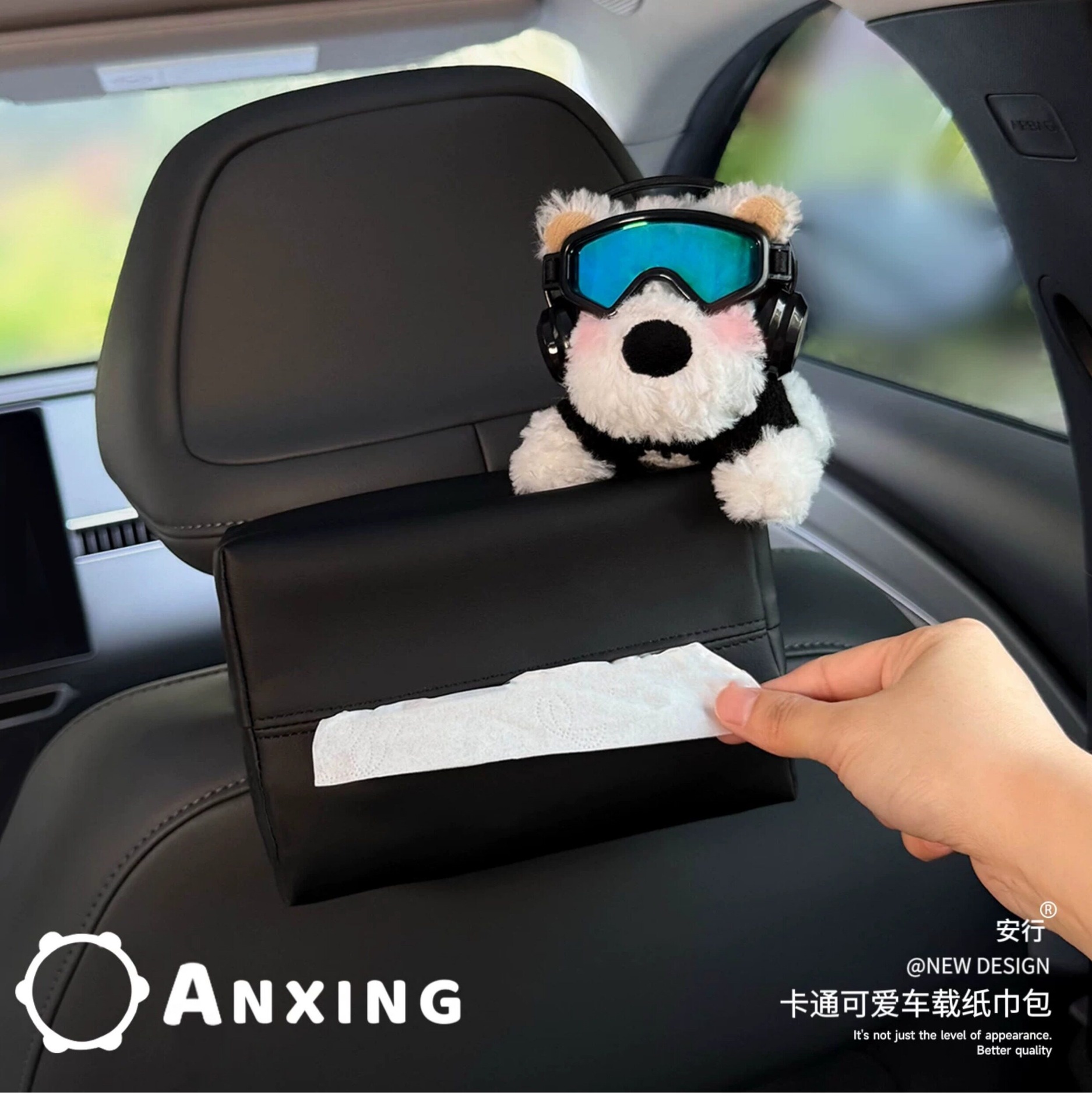 2026 New Model West Highland Car Tissue Box, Car Headrest Tissue Holder, Seat-Mounted Car Tissue Bag, Cute for Women
