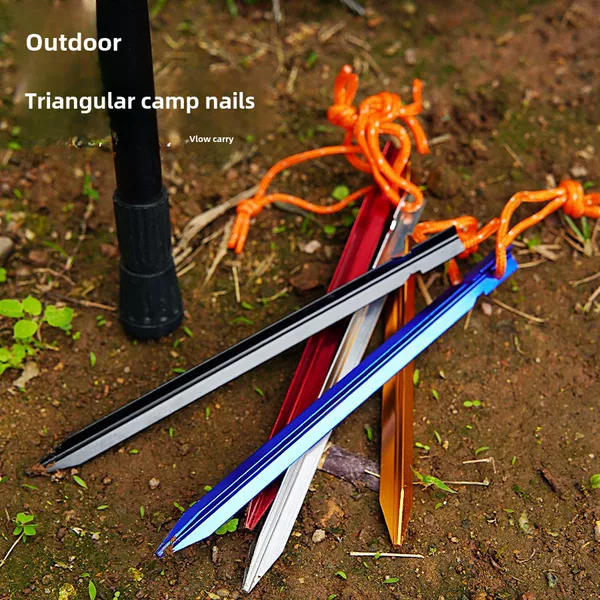 18cm triangular ground nail outdoor tent accessories aluminum alloy ground nail reinforced canopy windproof reinforced ground nail with rope