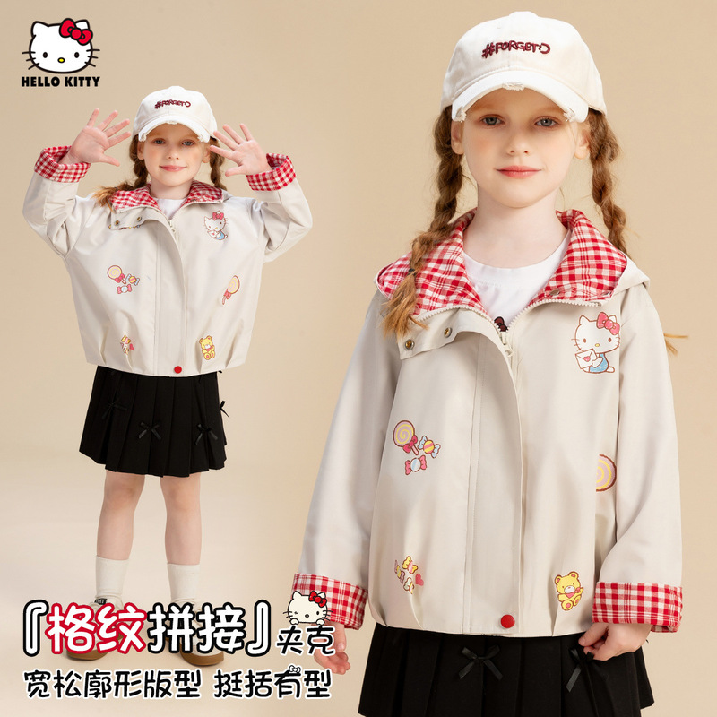 Girls' Outwear Spring & Fall 2026 New Style Hooded Cartoon Print Soft Shell Jacket Stylish Casual Outerwear
