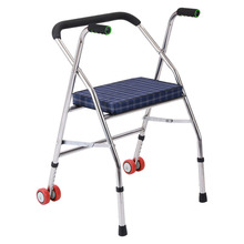 助行器不锈钢轮座助行器老人手推车残疾人助步器老年人扶手架带轮