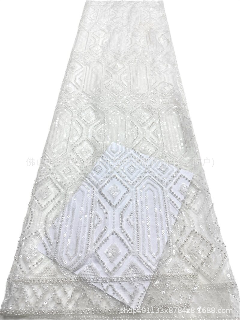 Oriente Medio Gaoding industria pesada bordada tela de brindis ropa de tela fábrica de venta directa de alta gama sequinilla bordada tela