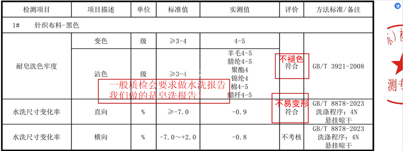 洗涤质检,通用