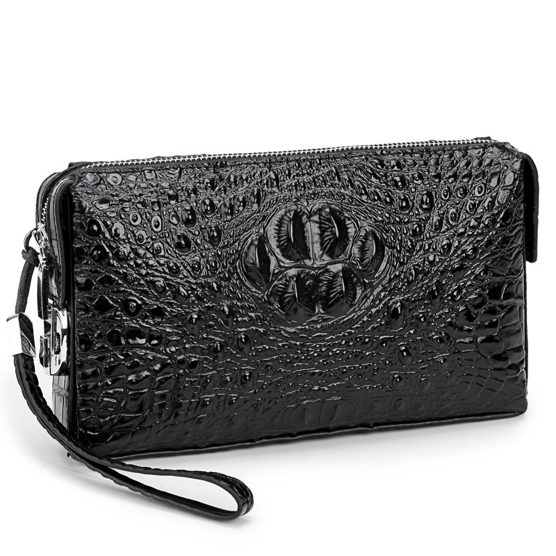 Men's Crocodile Patterned Leather Clutch Bag Casual Business High End Storage with Compartments Versatile Manufacturer's Bag_voghion.com
