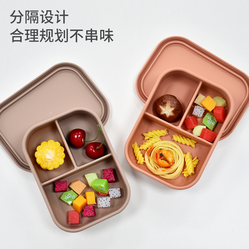 食品グレードのシリコンランチボックス、学生や会社員向けの電子レンジ対応ポータブルランチボックス、3コンパートメントクリスパーボックス、断熱ボックス|undefined