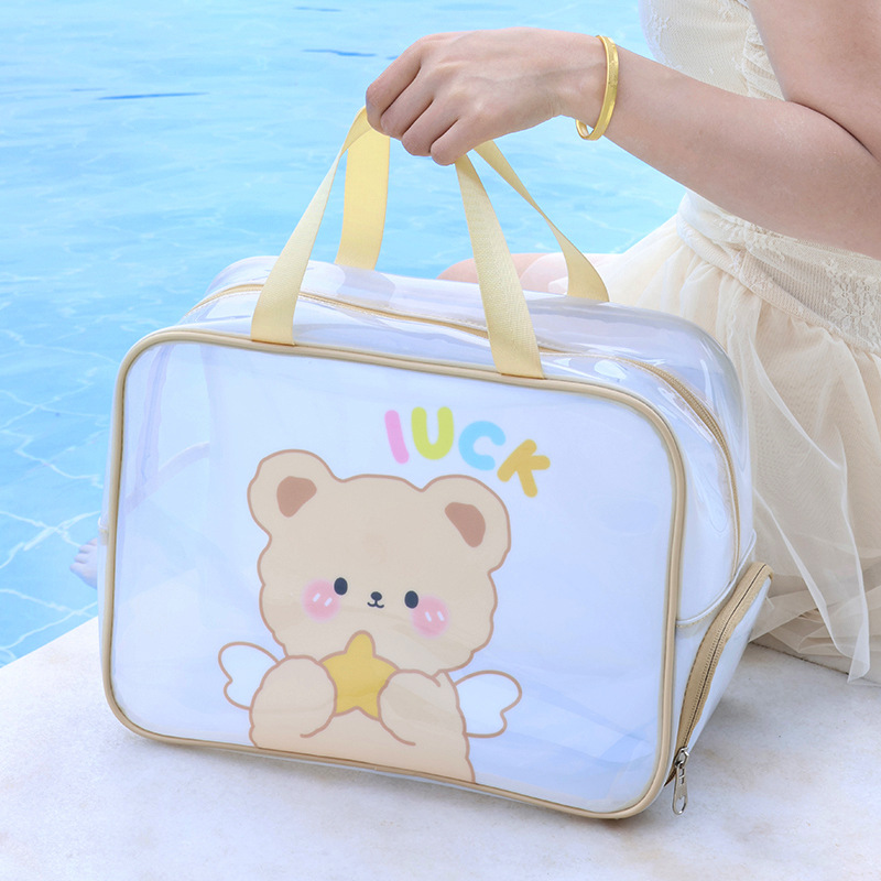 Nueva bolsa de cosméticos de viaje de gran capacidad bolsa de playa húmeda y seca separación fitness bolsa de natación bolsa de almacenamiento de dibujos animados