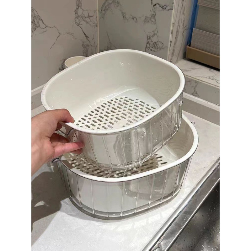 Double-layer Plastic Vegetable Washing Basin Draining Basket..