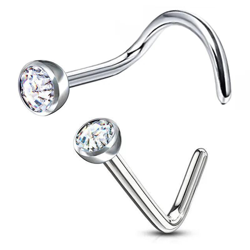 Curved Nose Stud In Titanium Alloy 5-shaped Piercing Jewelry_voghion.com