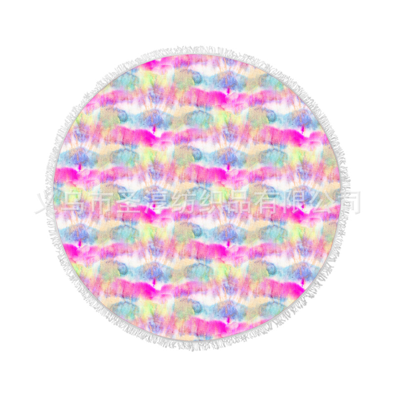 Toalla de playa redonda de fábrica fibra fina playa vacaciones mantel picnic mat con borla chal cojín toalla de playa