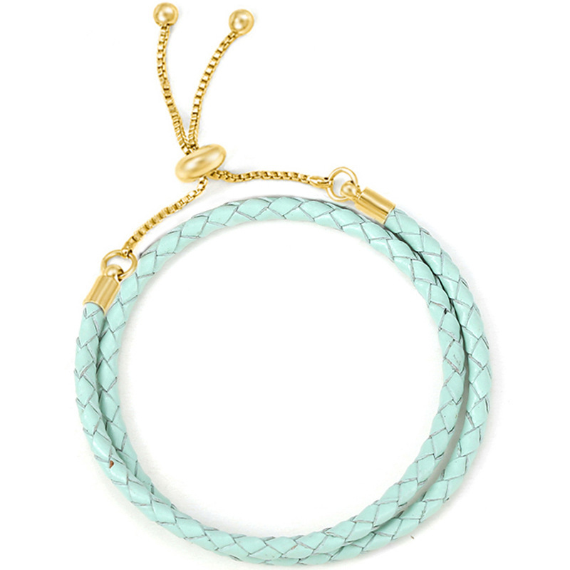 Goldperlen-Armband mit Schnalle, Damenarmband aus Lederband, doppelte Schlaufe, mehrfarbiger Stil, Basic-Kette_voghion.com