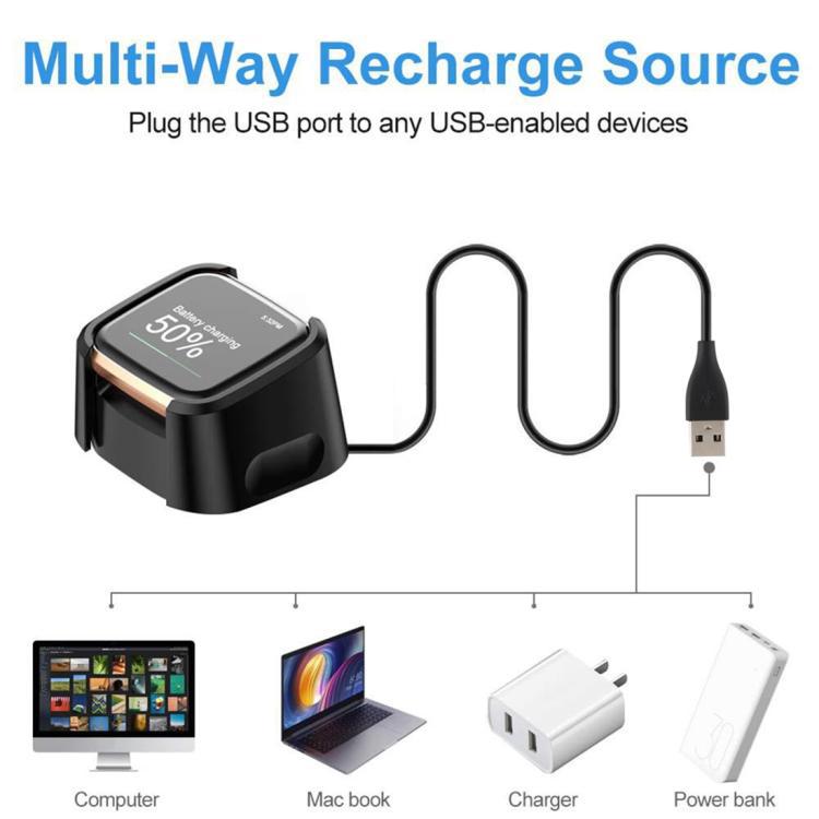 xDfind USB-A Cargador de reloj vertical, longitud del cable: 1m para Fitbit Versa 2