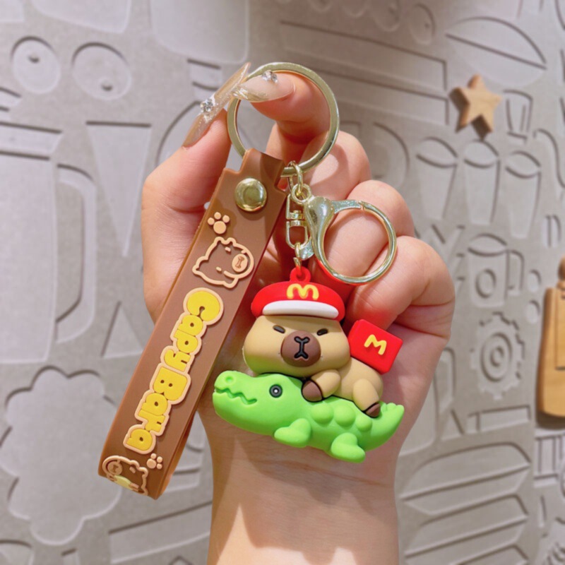 ハンバーガーカピバラクリエイティブ小さなギフトキーホルダー PVC ソフトラバーバッグカピバラキーホルダーペンダント人形|undefined