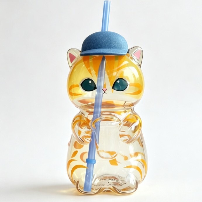 Cross-border bestseller design cup Glass Bear Cup Limited Edition barista cat cup for cold drinks