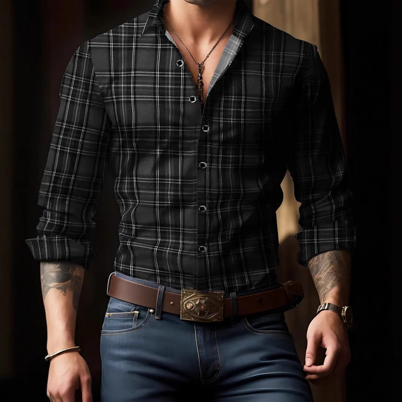 2024 Summer high quality Design Breathable Popular Casual All-match Plaid Men's Long-sleeved Shirt MB12 2024 Summer high quality Design Breathable Popular Casual All-match Plaid Men's Long-sleeved Shirt MB12