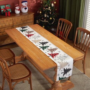 Modern Simple Thickened Polyester-Cotton Digital Printing New Year Red Christmas Table Flag Bedside Flag Placemat Table Cloth Manufacturer