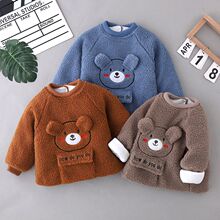 宝宝罩衣儿童泰迪绒加棉加厚反穿衣秋冬护衣0-3岁儿童保暖外出衣