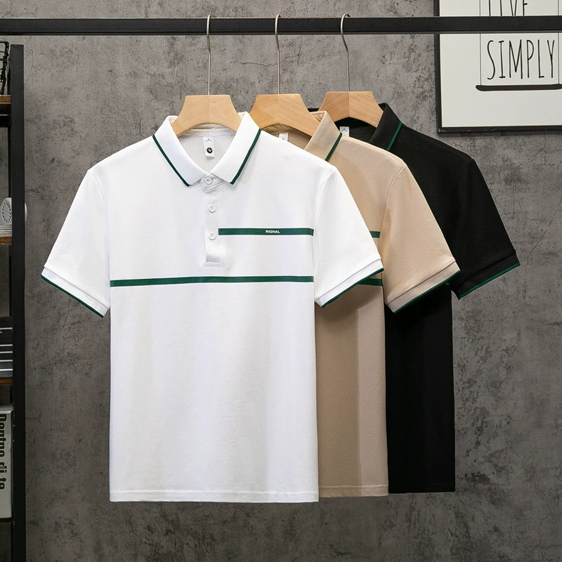 Новая стильная короткая рубашка-поло для мужчин лето 2025, корейский стиль, полурукав, отложной воротник, модная брендовая облегающая футболка с воротником для мужчин
