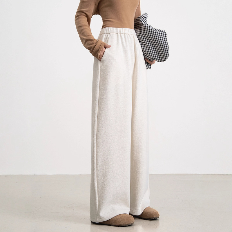 Mulberry Silk Wool Scythe Pants Autumn and Winter High-Waisted Thickened Loose Slimming Drape Sports Casual Soft Wide-Leg Pants
