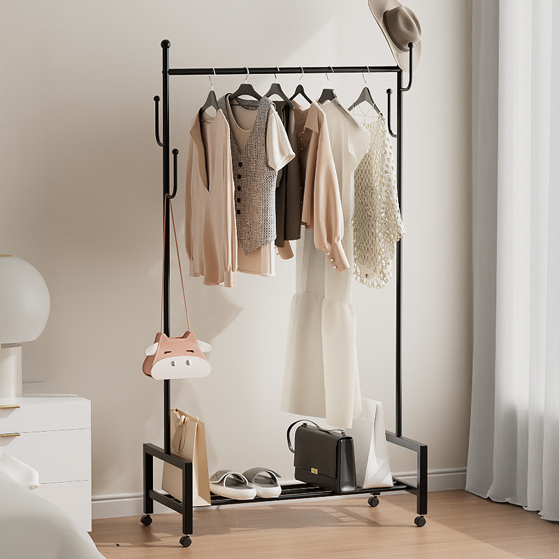 Bedroom Floor metal coat rack hallway hanging clothes storage rack office simple hook shelf hanger