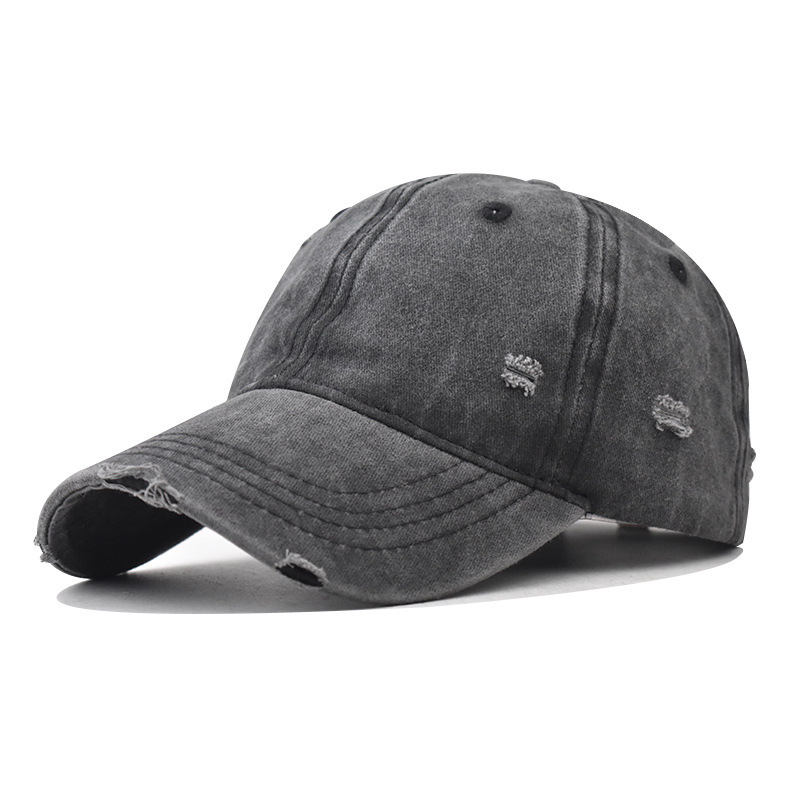 Cross-border pure cotton 12-color washed old hole baseball cap outdoor versatile personalized light board solid color peaked cap Cross-border pure cotton 12-color washed old hole baseball cap outdoor versatile personalized light board solid color peaked cap