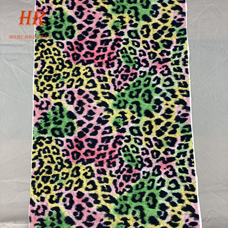 短毛绒布料中国风印花布料沙发布虎纹豹纹奶牛纹动物纹面料韩国绒